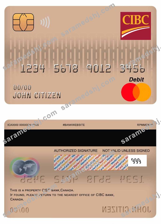 Canada CIBC Bank mastercard debit card